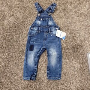 Mayoral Baby Denim Overalls Graphic Print Adjustable Straps Size 9 Months NWT